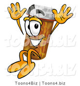 Illustration of a Cartoon Pill Bottle Mascot Jumping by Toons4Biz