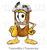 Illustration of a Cartoon Pill Bottle Mascot Pointing at the Viewer by Mascot Junction