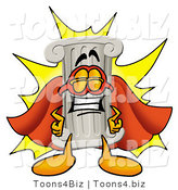 Illustration of a Cartoon Pillar Mascot Dressed As a Super Hero by Mascot Junction