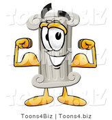 Illustration of a Cartoon Pillar Mascot Flexing His Arm Muscles by Mascot Junction