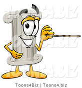 Illustration of a Cartoon Pillar Mascot Holding a Pointer Stick by Mascot Junction