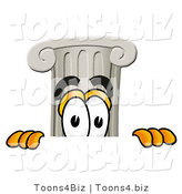 Illustration of a Cartoon Pillar Mascot Peeking over a Surface by Mascot Junction