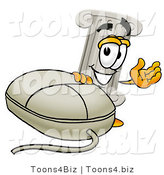 Illustration of a Cartoon Pillar Mascot with a Computer Mouse by Toons4Biz