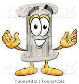 Illustration of a Cartoon Pillar Mascot with Welcoming Open Arms by Mascot Junction