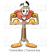 Illustration of a Cartoon Plunger Mascot Flexing His Arm Muscles by Mascot Junction