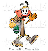 Illustration of a Cartoon Plunger Mascot Hiking and Carrying a Backpack by Mascot Junction