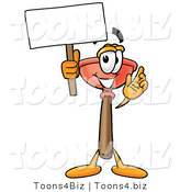 Illustration of a Cartoon Plunger Mascot Holding a Blank Sign by Mascot Junction