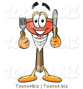 Illustration of a Cartoon Plunger Mascot Holding a Knife and Fork by Mascot Junction