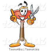 Illustration of a Cartoon Plunger Mascot Holding a Pair of Scissors by Mascot Junction