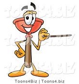 Illustration of a Cartoon Plunger Mascot Holding a Pointer Stick by Mascot Junction