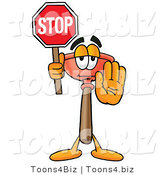 Illustration of a Cartoon Plunger Mascot Holding a Stop Sign by Toons4Biz