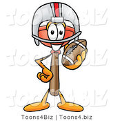Illustration of a Cartoon Plunger Mascot in a Helmet, Holding a Football by Mascot Junction