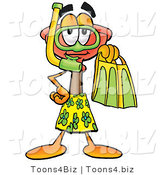 Illustration of a Cartoon Plunger Mascot in Green and Yellow Snorkel Gear by Mascot Junction