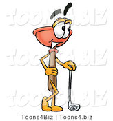 Illustration of a Cartoon Plunger Mascot Leaning on a Golf Club While Golfing by Mascot Junction