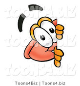 Illustration of a Cartoon Plunger Mascot Peeking Around a Corner by Mascot Junction
