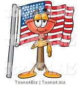 Illustration of a Cartoon Plunger Mascot Pledging Allegiance to an American Flag by Mascot Junction