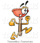 Illustration of a Cartoon Plunger Mascot Running by Mascot Junction