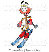 Illustration of a Cartoon Plunger Mascot Skiing Downhill by Mascot Junction