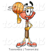 Illustration of a Cartoon Plunger Mascot Spinning a Basketball on His Finger by Toons4Biz