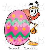 Illustration of a Cartoon Plunger Mascot Standing Beside an Easter Egg by Mascot Junction