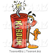 Illustration of a Cartoon Plunger Mascot Standing with a Lit Stick of Dynamite by Mascot Junction