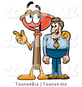 Illustration of a Cartoon Plunger Mascot Talking to a Business Man by Mascot Junction