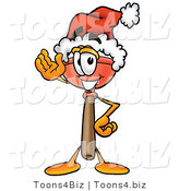 Illustration of a Cartoon Plunger Mascot Wearing a Santa Hat and Waving by Toons4Biz