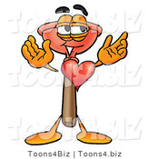 Illustration of a Cartoon Plunger Mascot with His Heart Beating out of His Chest by Mascot Junction