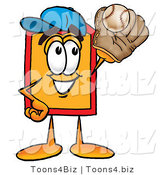 Illustration of a Cartoon Price Tag Mascot Catching a Baseball with a Glove by Mascot Junction