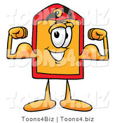 Illustration of a Cartoon Price Tag Mascot Flexing His Arm Muscles by Mascot Junction