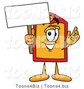 Illustration of a Cartoon Price Tag Mascot Holding a Blank Sign by Mascot Junction