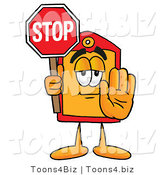 Illustration of a Cartoon Price Tag Mascot Holding a Stop Sign by Toons4Biz