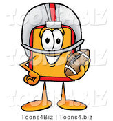 Illustration of a Cartoon Price Tag Mascot in a Helmet, Holding a Football by Mascot Junction