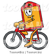 Illustration of a Cartoon Price Tag Mascot Riding a Bicycle by Toons4Biz