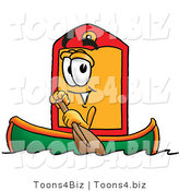 Illustration of a Cartoon Price Tag Mascot Rowing a Boat by Mascot Junction