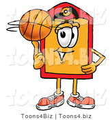 Illustration of a Cartoon Price Tag Mascot Spinning a Basketball on His Finger by Mascot Junction