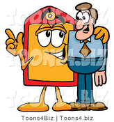 Illustration of a Cartoon Price Tag Mascot Talking to a Business Man by Toons4Biz