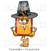 Illustration of a Cartoon Price Tag Mascot Wearing a Pilgrim Hat on Thanksgiving by Toons4Biz
