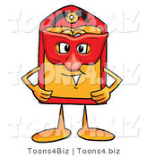 Illustration of a Cartoon Price Tag Mascot Wearing a Red Mask over His Face by Toons4Biz