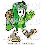 Illustration of a Cartoon Rolled Money Mascot Hiking and Carrying a Backpack by Mascot Junction