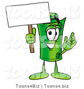 Illustration of a Cartoon Rolled Money Mascot Holding a Blank Sign by Toons4Biz