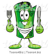Illustration of a Cartoon Rolled Money Mascot Holding a Knife and Fork by Toons4Biz