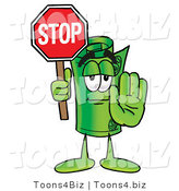 Illustration of a Cartoon Rolled Money Mascot Holding a Stop Sign by Mascot Junction