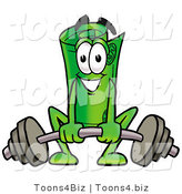 Illustration of a Cartoon Rolled Money Mascot Lifting a Heavy Barbell by Mascot Junction