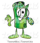 Illustration of a Cartoon Rolled Money Mascot Looking Through a Magnifying Glass by Mascot Junction