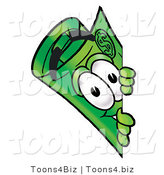 Illustration of a Cartoon Rolled Money Mascot Peeking Around a Corner by Mascot Junction