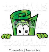 Illustration of a Cartoon Rolled Money Mascot Peeking over a Surface by Mascot Junction