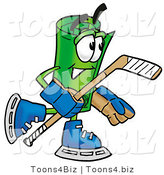 Illustration of a Cartoon Rolled Money Mascot Playing Ice Hockey by Mascot Junction