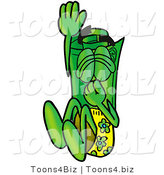 Illustration of a Cartoon Rolled Money Mascot Plugging His Nose While Jumping into Water by Mascot Junction