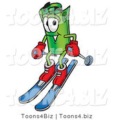 Illustration of a Cartoon Rolled Money Mascot Skiing Downhill by Mascot Junction